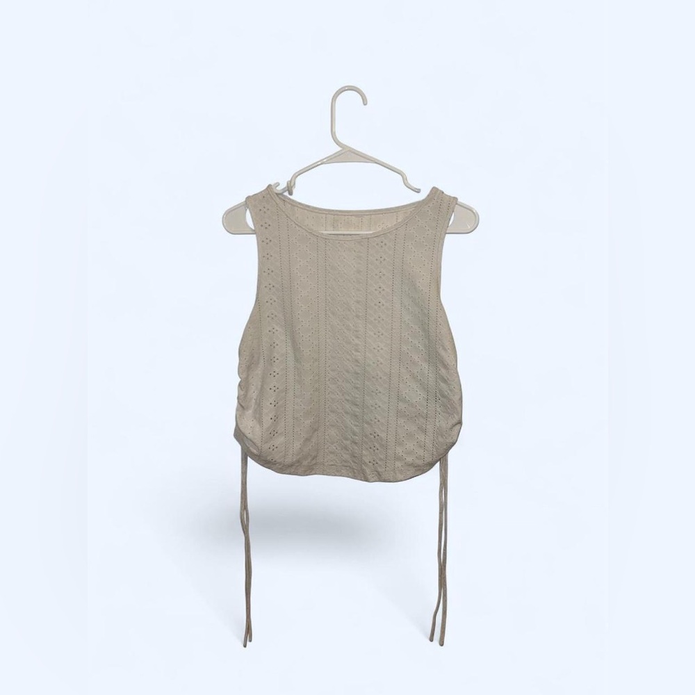 Cream Sleeveless Knit Top